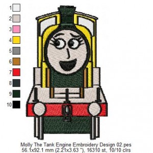 Molly The Tank Engine Embroidery Design 02